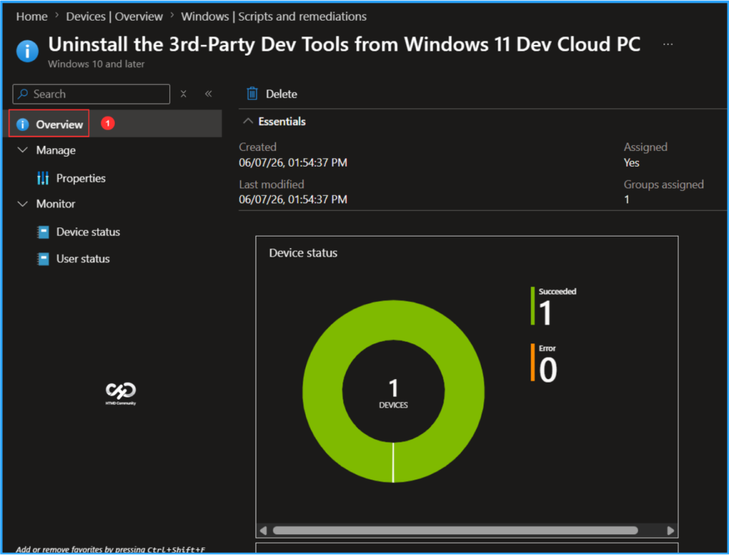 Best Way to Uninstall 3rd-Party Dev Tools from Windows 11 Dev Cloud PC using Intune. Fig. 7