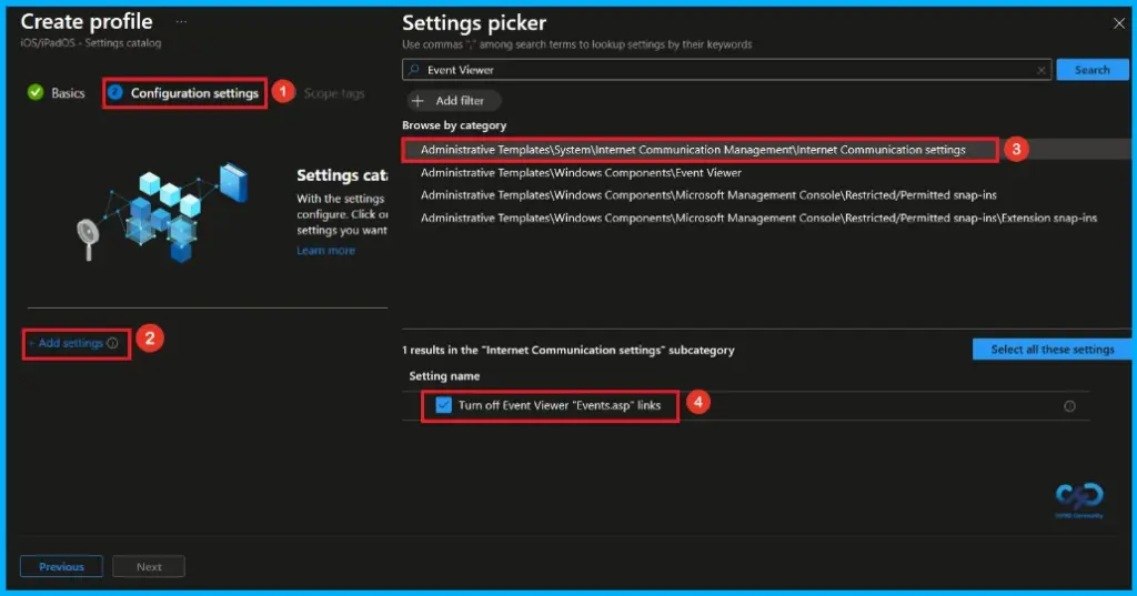 Configure Event Viewer Hyperlink Restrictions using Intune 5 Configure Event Viewer Hyperlink Restrictions using Intune - Fig.4