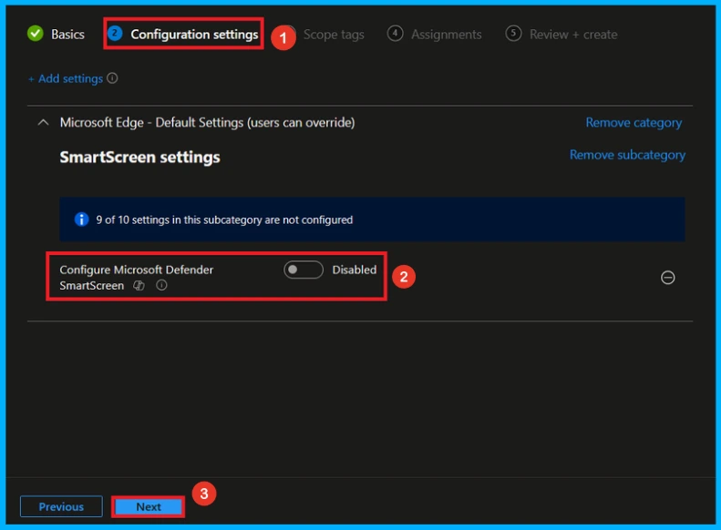 Enable Microsoft Defender SmartScreen in Intune to Block Malicious Websites Phishing Unsafe Downloads and Unrecognized Apps 6 Configure Microsoft Defender SmartScreen to Protect Against Phishing and Malicious Software using Intune - Fig.5