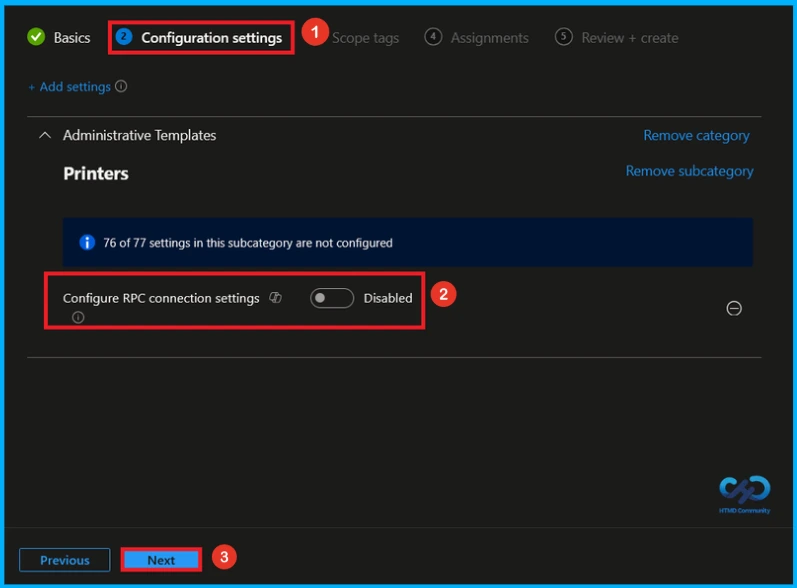 Configuring Remote Print Spooler RPC Connection Settings in Microsoft Intune - Fig.5
