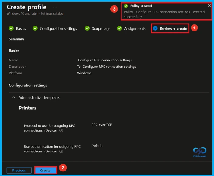 Configuring Remote Print Spooler RPC Connection Settings in Microsoft Intune - Fig.9