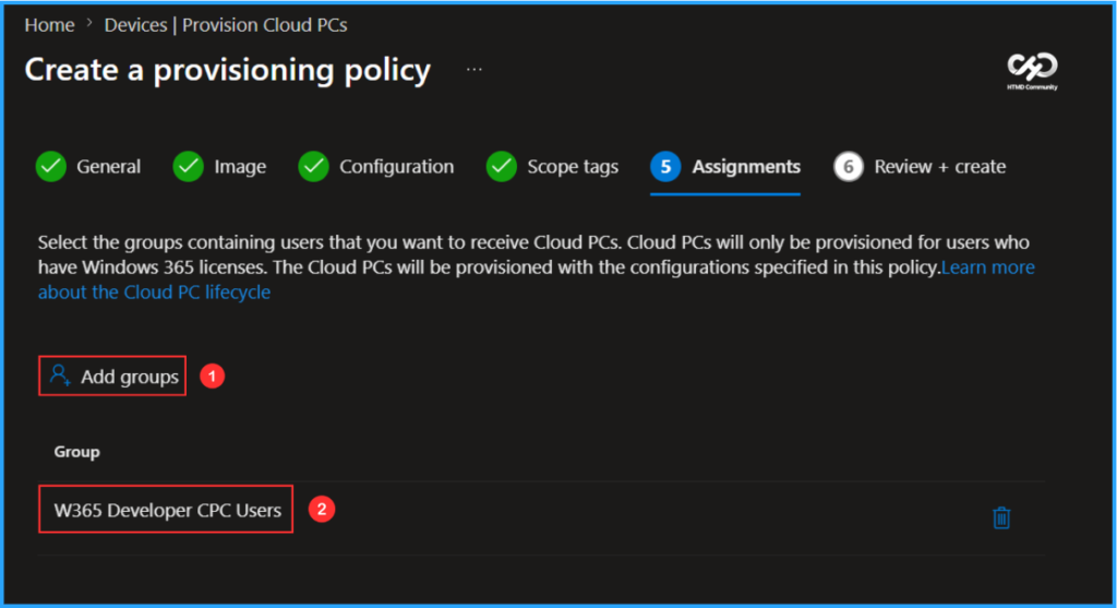 How to Create Windows 11 Enterprise Developer Configuration Windows 365 Cloud PC using Intune. Fig. 6
