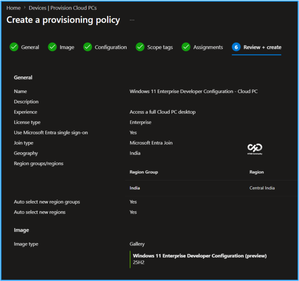 How to Create Windows 11 Enterprise Developer Configuration Windows 365 Cloud PC using Intune. Fig. 7