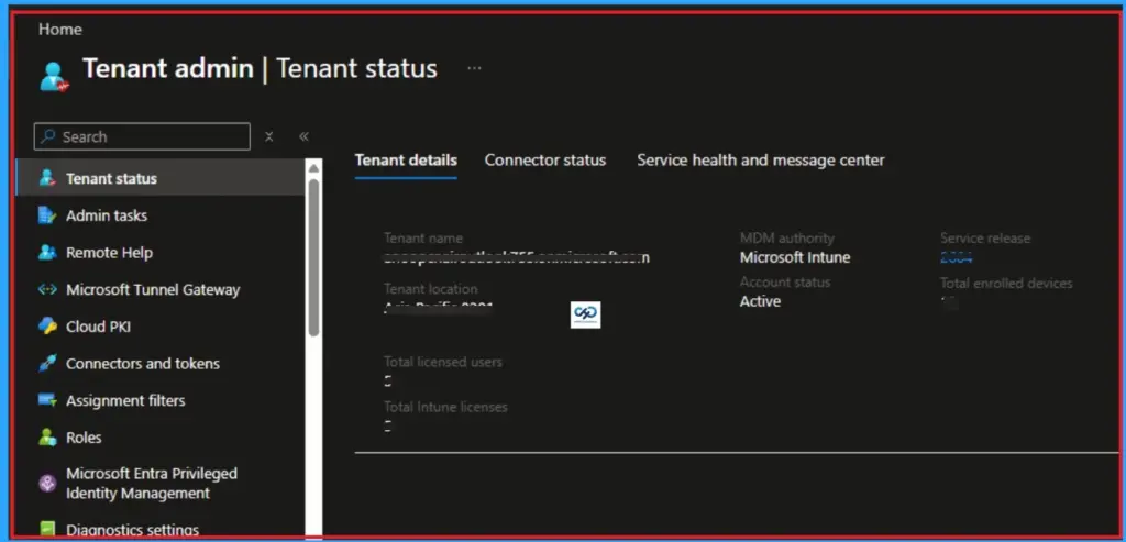 How to Get Release Version of Intune Tenant from Tenant Status Page - Fig.2