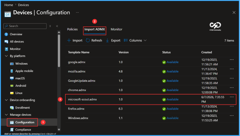 Easy Way to Import Microsoft Scout ADMX Template into Intune 5 Easy Way Import the Microsoft Scout ADMX Template into Intune. Fig. 4