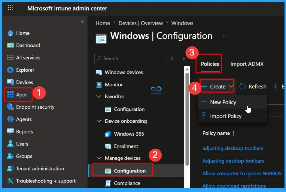 Allow or Block Apps from Sharing User Activity to Activity Feed using Intune - Fig.1