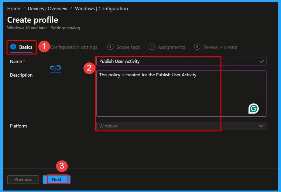 Allow or Block Apps from Sharing User Activity to Activity Feed using Intune - Fig.3