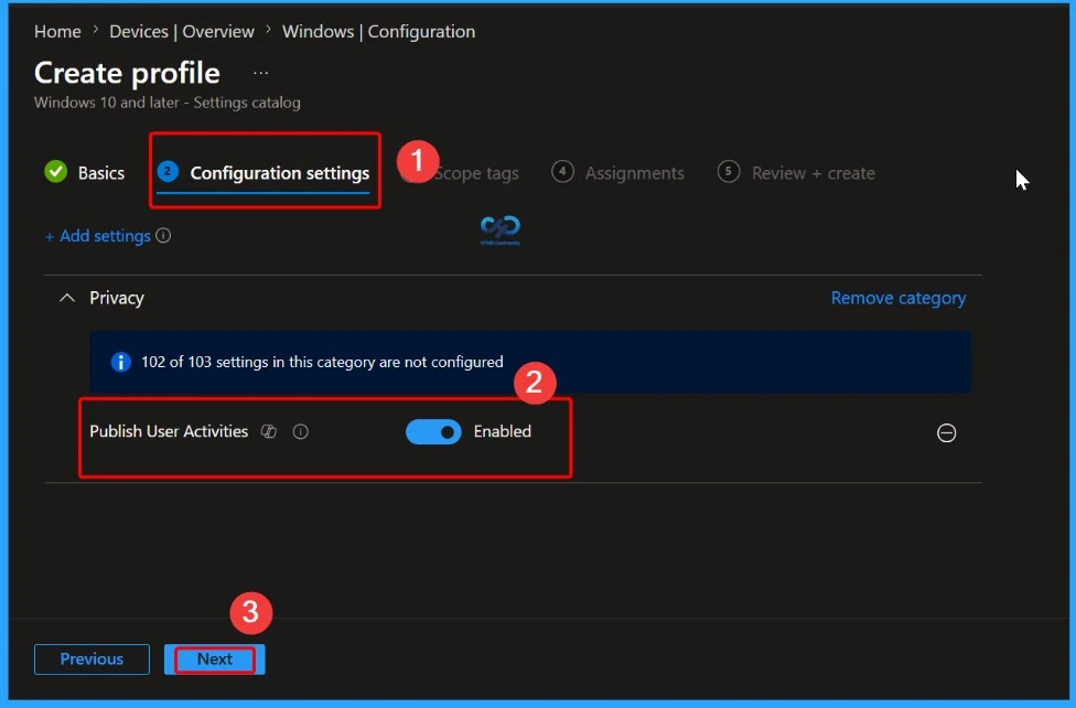 Allow or Block Apps from Sharing User Activity to Activity Feed using Intune - Fig.5
