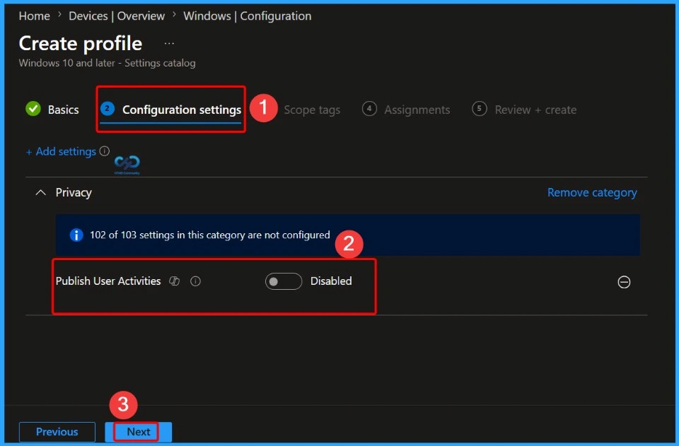 Allow or Block Apps from Sharing User Activity to Activity Feed using Intune - Fig.6