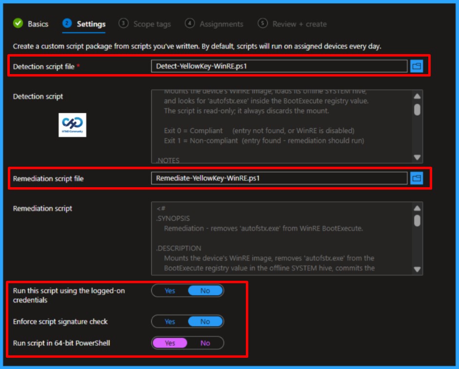 YellowKey: BitLocker Bypass CVE‑2026‑45585 - Detect & Remediate Automatically with Microsoft Intune 4 YellowKey: BitLocker Bypass (CVE‑2026‑45585) - Detect & Remediate Automatically with Microsoft Intune. Fig-04