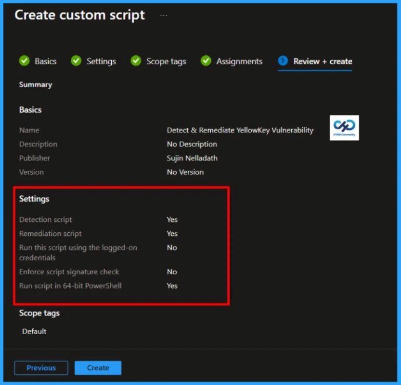 YellowKey: BitLocker Bypass CVE‑2026‑45585 - Detect & Remediate Automatically with Microsoft Intune 6 YellowKey: BitLocker Bypass (CVE‑2026‑45585) - Detect & Remediate Automatically with Microsoft Intune. Fig-06