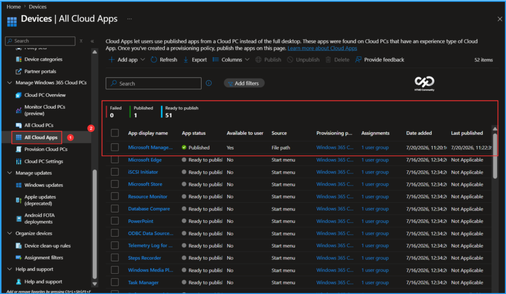 Add Windows 365 Cloud Apps from File Path using Microsoft Intune. Fig. 5