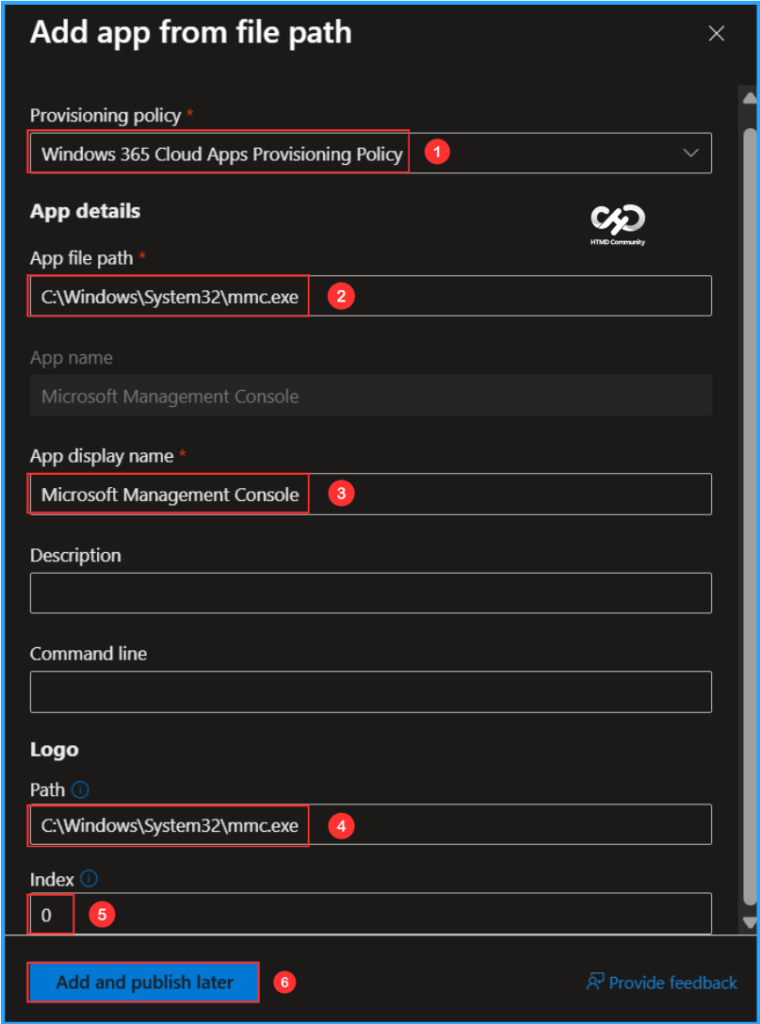 Add Windows 365 Cloud Apps from File Path using Microsoft Intune. Fig. 2