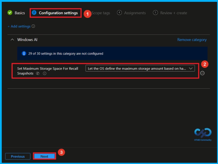 Configure Recall Snapshot Storage to Optimize Device Performance using Intune - Fig.5