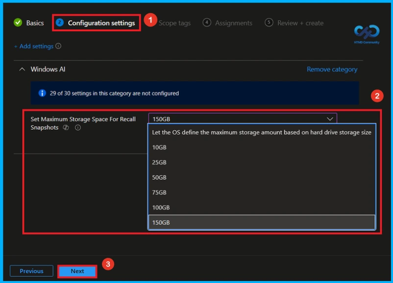 Configure Recall Snapshot Storage to Optimize Device Performance using Intune - Fig.6