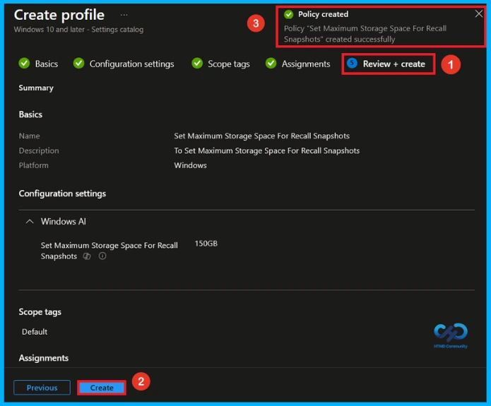 Configure Recall Snapshot Storage to Optimize Device Performance using Intune - Fig.9