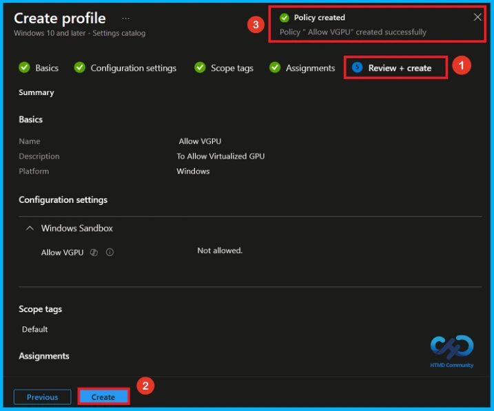 Configure Windows Sandbox vGPU Policy using Intune for Better Graphics Performance or Reduced Attack Surface - Fig.9