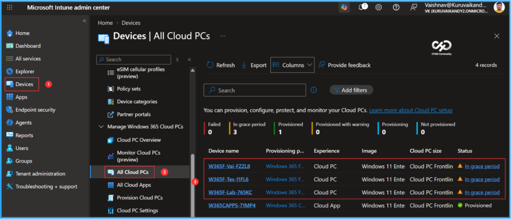Bulk Deprovision for Cloud PCs In Grace Period is Now Available in Intune 2 Bulk Deprovision for Cloud PCs In Grace Period is Now Available in Intune. Fig. 1