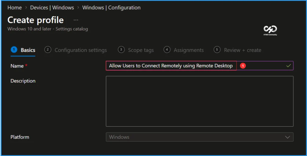 Configure Allow Users to Connect Remotely using Remote Desktop Policy with Intune. Fig. 3