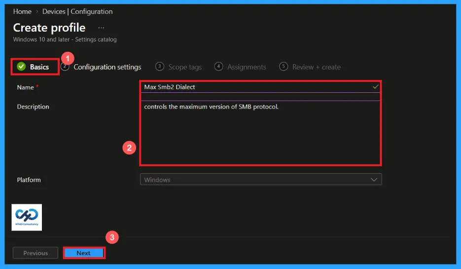 Configure SMB Protocol for Windows File Printer and Network Sharing in Microsoft Intune 4 Configure SMB Protocol for Windows File Printer and Network Sharing in Microsoft Intune - fig.3