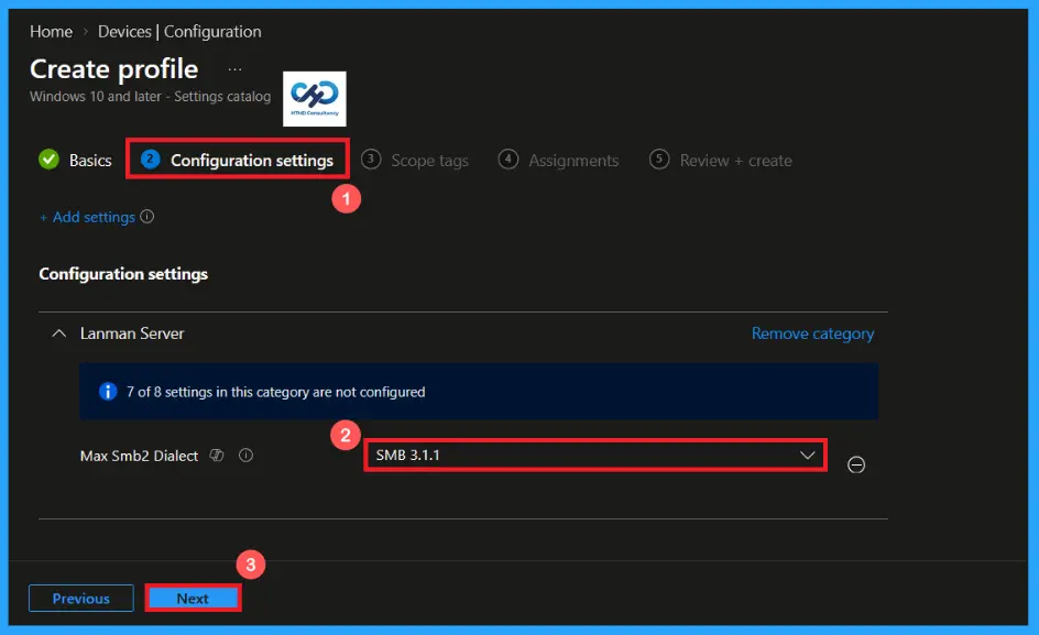 Configure SMB Protocol for Windows File Printer and Network Sharing in Microsoft Intune 6 Configure SMB Protocol for Windows File Printer and Network Sharing in Microsoft Intune - fig.5