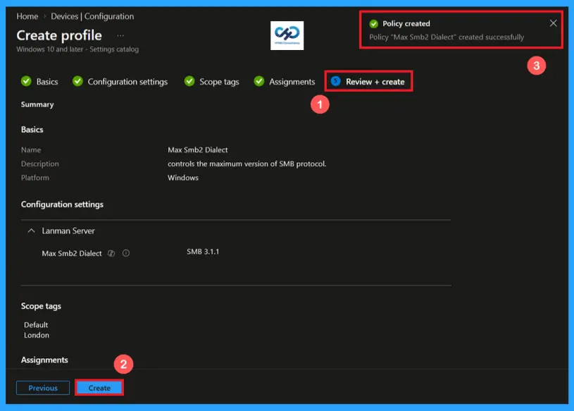 Configure SMB Protocol for Windows File Printer and Network Sharing in Microsoft Intune 10 Configure SMB Protocol for Windows File Printer and Network Sharing in Microsoft Intune - fig.9