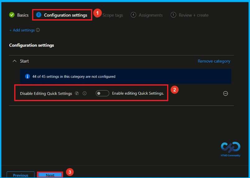 Prevent Users from Editing or Customising Quick Settings in Windows using Intune - Fig.5