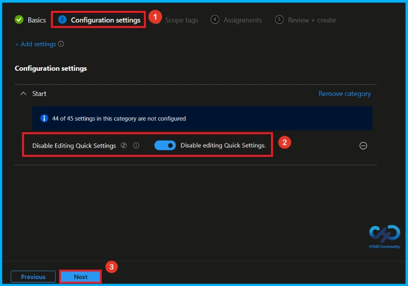 Prevent Users from Editing or Customising Quick Settings in Windows using Intune - Fig.6