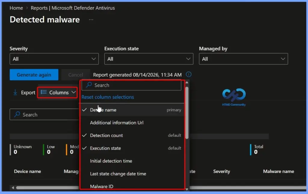 Detected Malware Report in Microsoft Intune to Device Malware Status Detection Count and Detailed Threat Information - Fig.8
