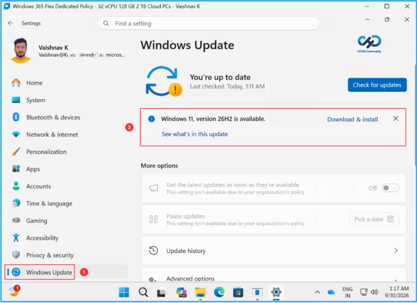 Deploy the Windows 11 26H2 Feature Update using Microsoft Intune 7 Deploy the Windows 11 26H2 Feature Update using Microsoft Intune. Fig. 6