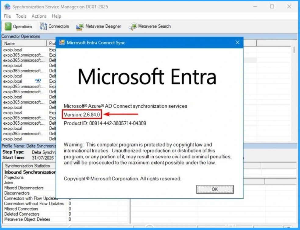 Microsoft Entra Connect Sync - Mandatory Upgrade to Version 2.5.79.0 Before 30th September 2026 2 Microsoft Entra Connect Sync: Mandatory Upgrade to Version 2.5.79.0 Before 30th September 2026 - Fig.1 - Creds to MS