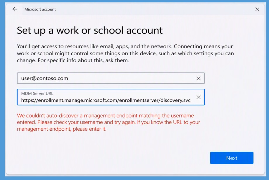 Microsoft Intune Ends Support for CNAME Auto-Discovery in Windows MDM-Only Enrollment- Fig.2 Creds to MS